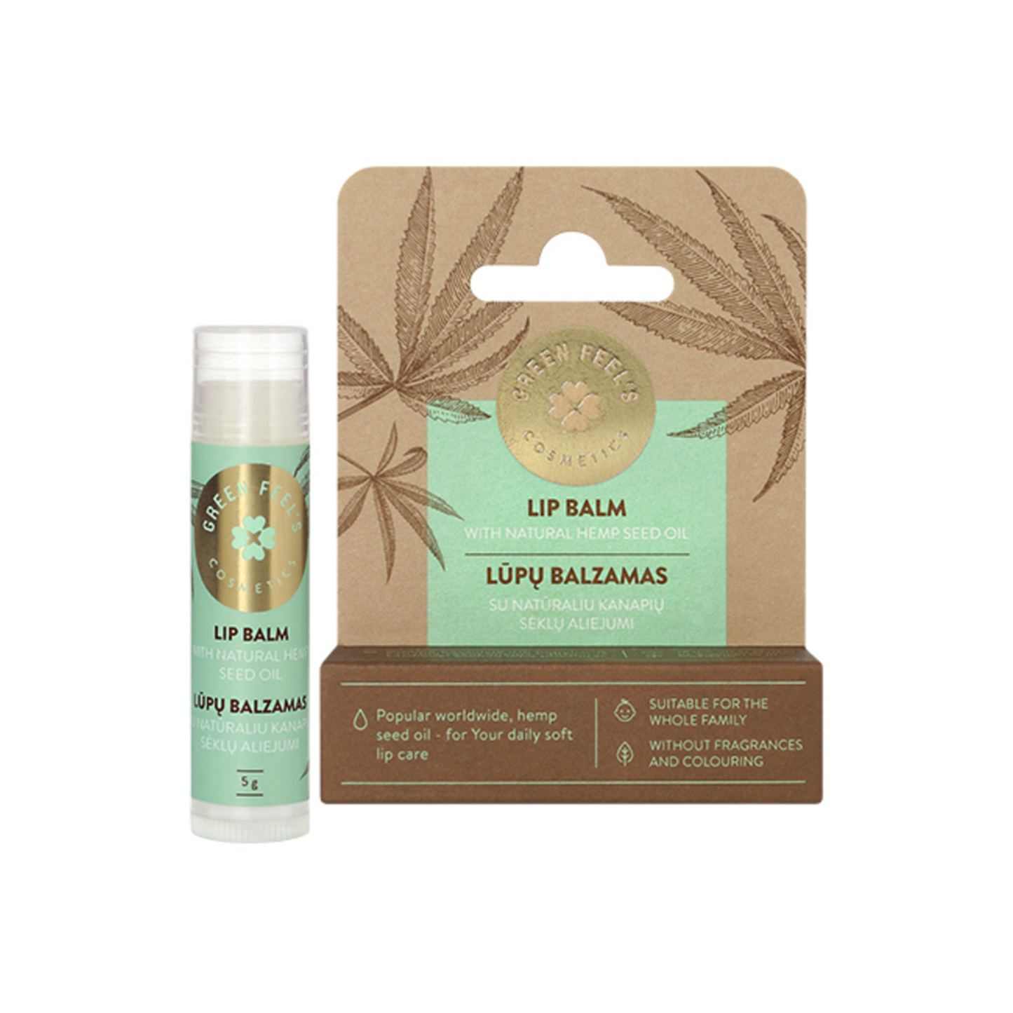 GREEN FEEL'S Lip Balm with Natural Hemp Seed Extract, 5 g
