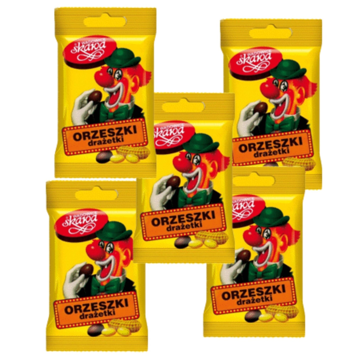 5 x Chocolate Covered Peanuts Dragee Clown European Candy Snacks 70g 2.5oz