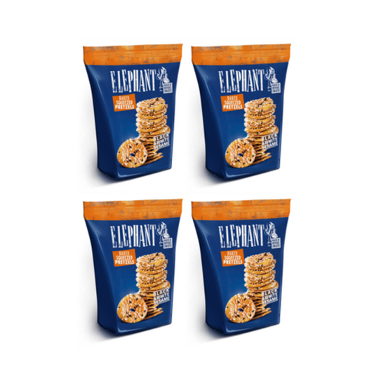 4 x ELEPHANT Baked Squeezed Pretzels with Sesame Seeds, 80g each