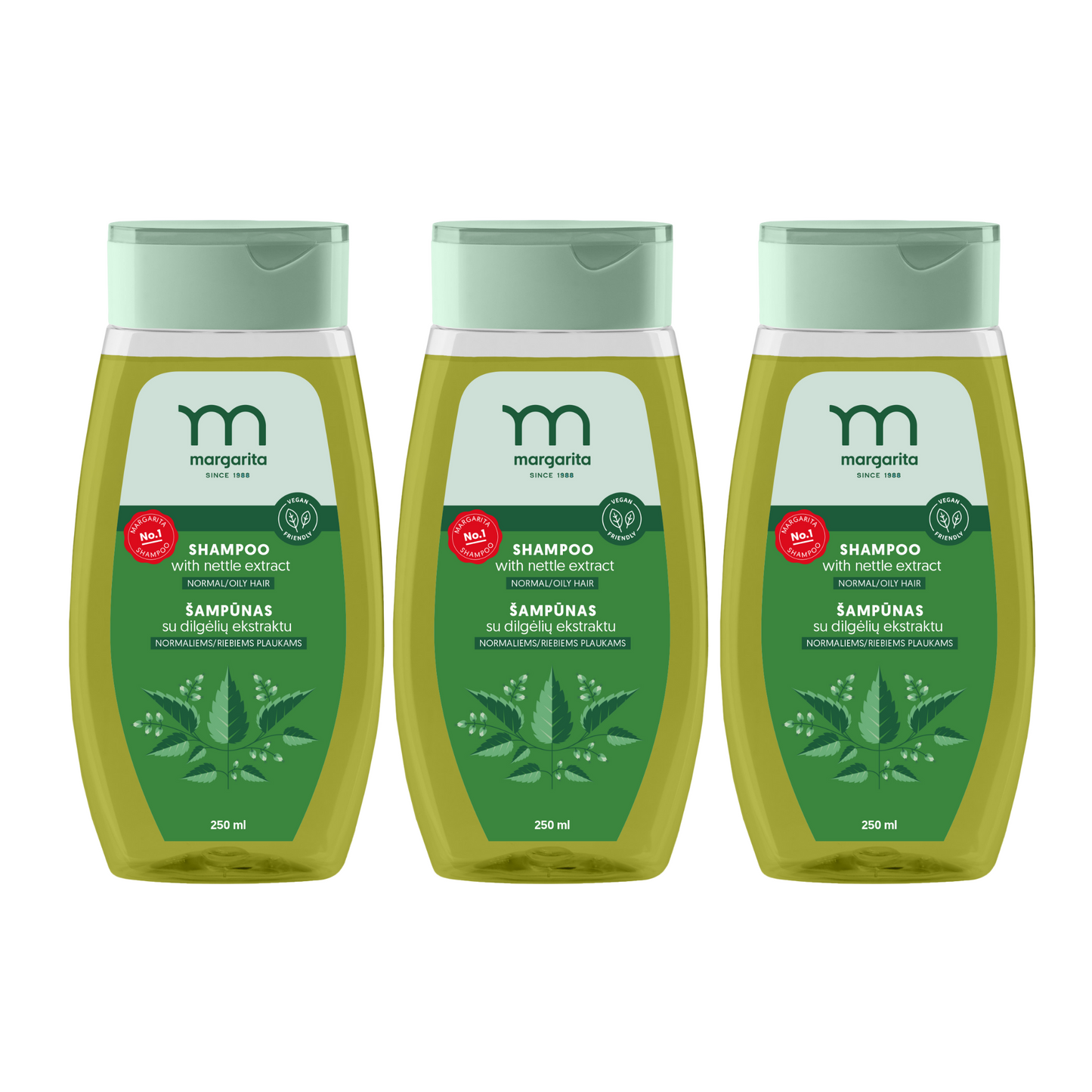 3 x Hair shampoo with nettle extract, 250 ml