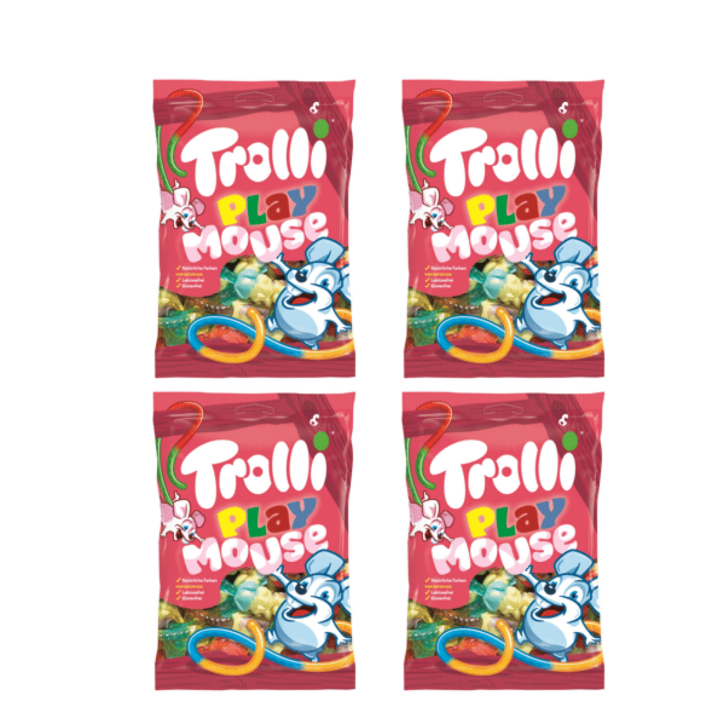 4 x TROLLI PLAY MOUSE Natural Gummies Sweets Candy Treats, 200g 7oz