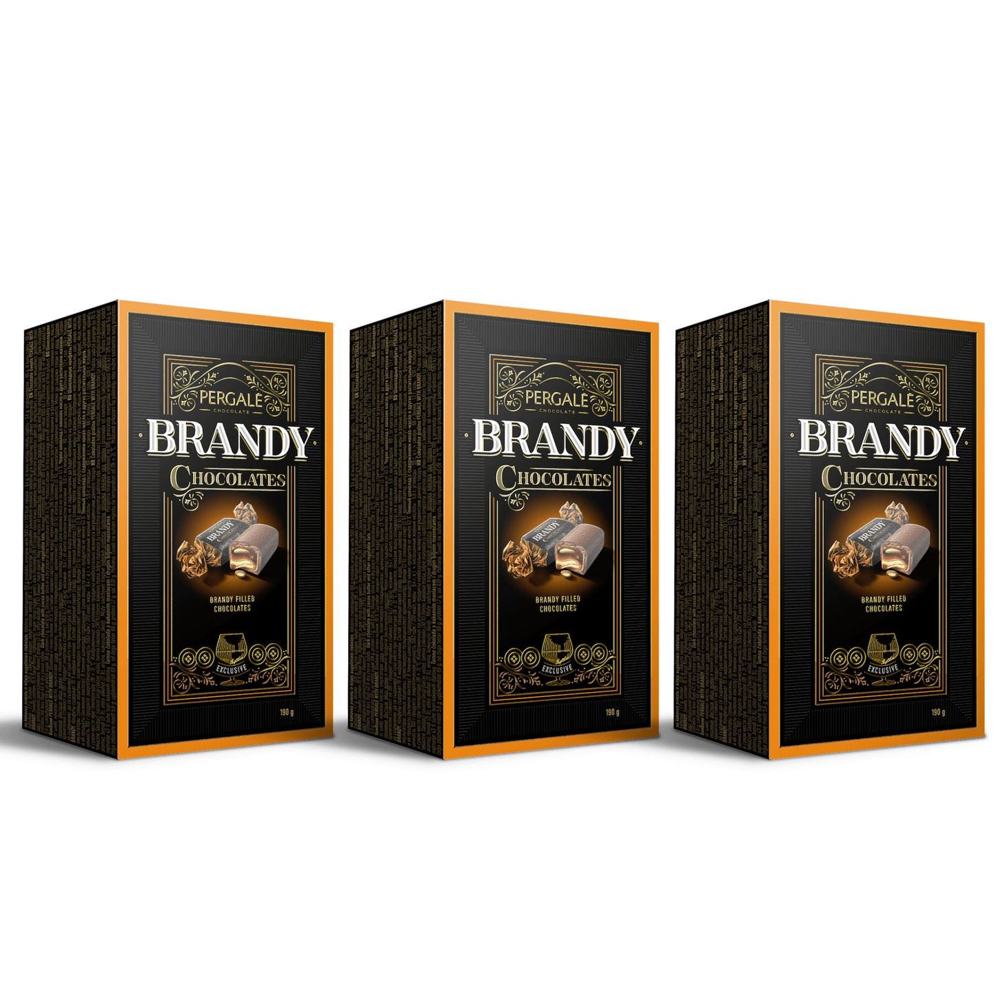 3 x Brandy Filled Dark Chocolate Candies, 190g