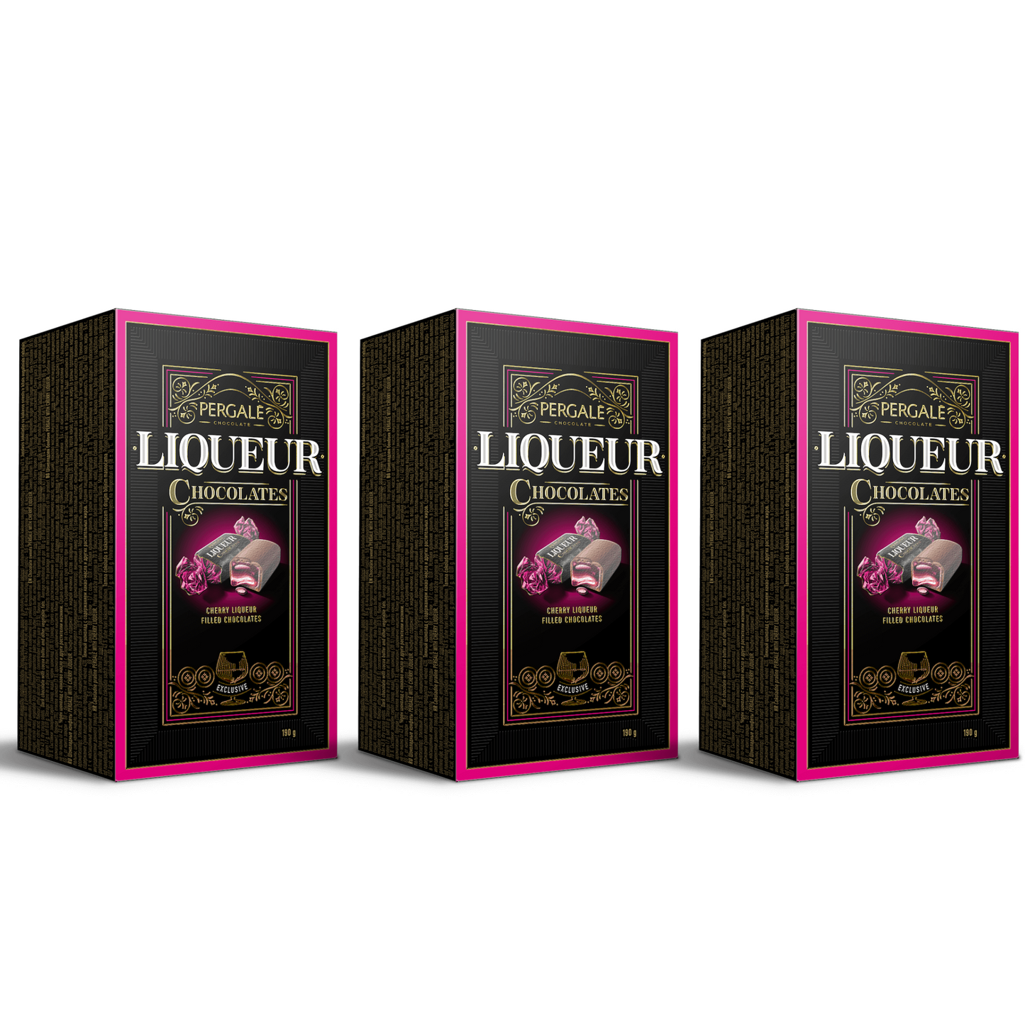 3 x Cherry Liqueur Filled Dark Chocolate Candies, 190g