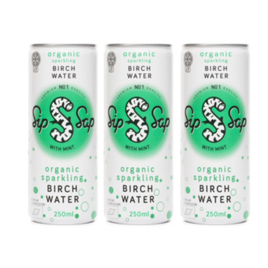 3 x Lithuanian Organic Sparkling Birch Water with Mint, 250ml