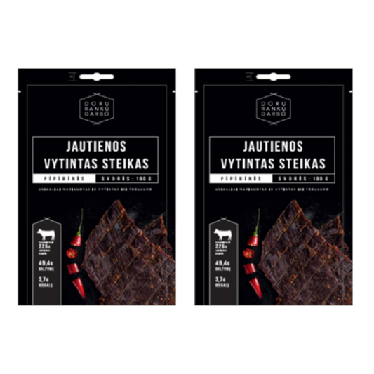 2 x Dried Beef Peppered Steak, 100g each
