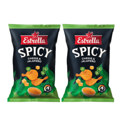 2 x Potato crisps ESTRELLA Spicy cheese & jalapeno, 115g