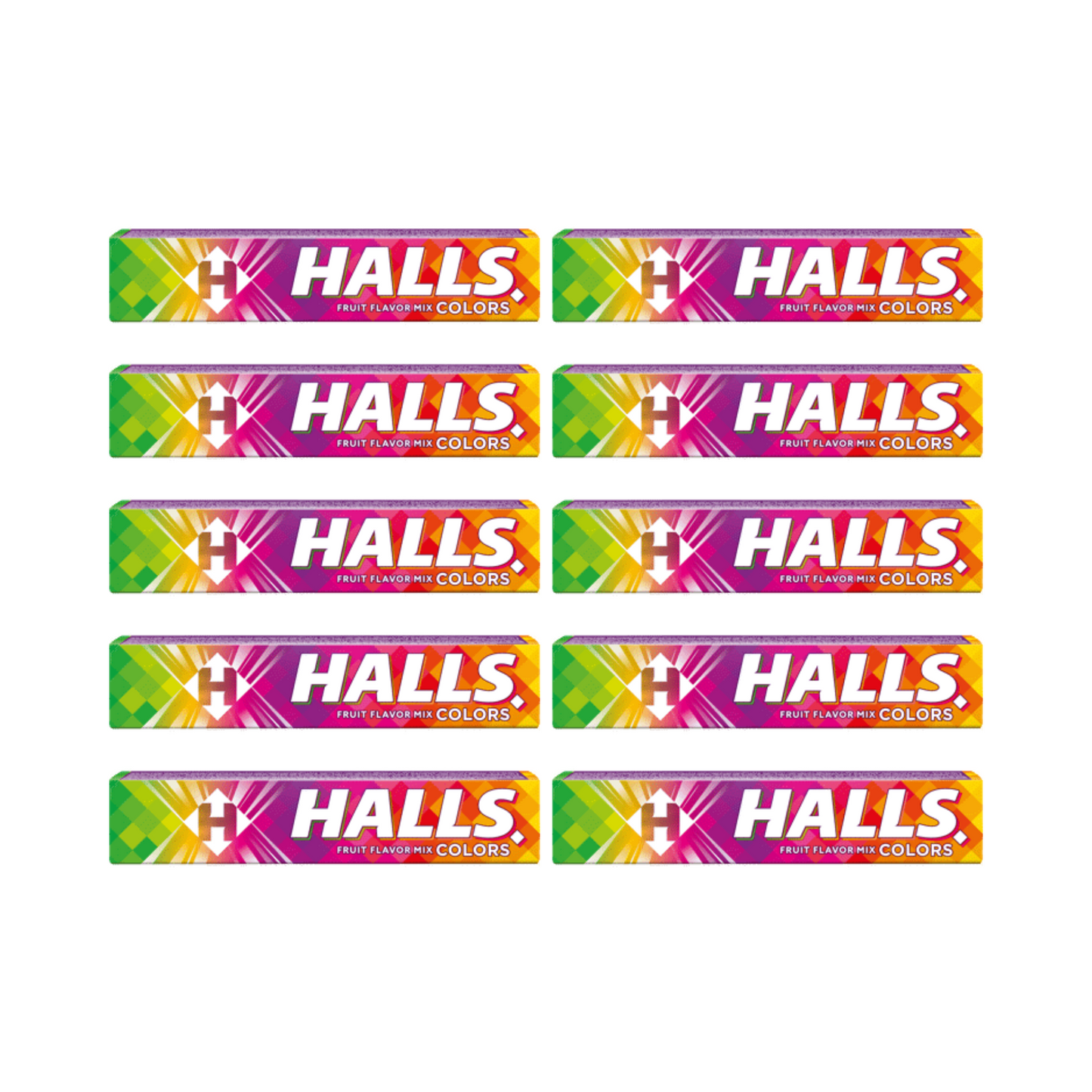 10 x HALLS Colors Fruit Flavor Mix Pastilles Refreshing Candy Drops, 33g 1.16oz